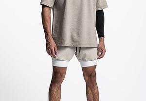 กางเกงขาสั้นออกกำลังกายระบายอากาศได้ดี แห้งเร็ว สำหรับผู้ชาย วิ่ง ฟิตเนส ผ้าตาข่าย กระชับสองชั้น กางเกงรัดกล้ามเนื้อ กางเกงเพาะกาย - Product Image 3