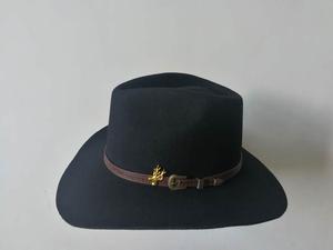 Unisex Black Wool Striped Cowboy <b>Hat</b> with Leather <b>Band</b> Metal Emblem for Outdoor Use Four Seasons 58-60cm Head Circumference 2026 - Product Image 5