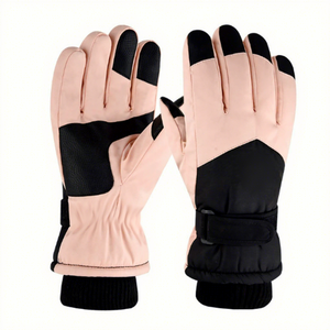 <b>Ski</b> <b>Gloves</b> Full Finger <b>White</b> Black PU Leather Thermal Insulated Hook And Loop Closure Unisex Winter Outdoor - Product Image 5