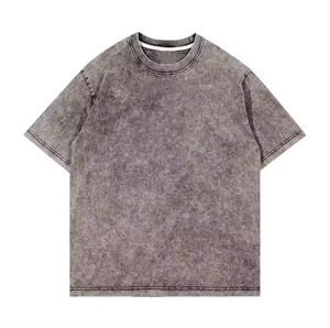 Camiseta de Hombre Tallas Grandes, Lavado Ácido, Manga Corta, Cuello Redondo, Casual, Tejido de Punto, 100% Algodón Jersey, Teñido Liso - Product Image 1