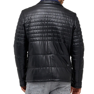 Custom Color Plus Size Men's Sheep Skin Leather Jacket with Stand Collar and Front Logo Genuine Leather Custom Printed Designs - Product Image 4