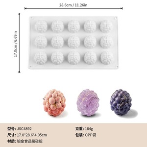 New Cross Border 15 Cavity Blackberry Shaped French Mousse Dessert <b>Silicone</b> Mold Food Grade Easy Release DIY Fruit <b>Baking</b> Mold - Product Image 5