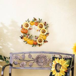 Guirnalda Artesanal de Otoño con Calabazas y Girasoles, Decoración Metálica para Colgar en la Pared con Hojas Otoñales, Decoración para Puerta Interior y Exterior para la Cosecha y Acción de Gracias - Product Image 5