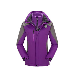 Veste polaire violette pour femme, coupe droite, style slim, entièrement zippée, col montant, coupe-vent, décontractée, pour l'extérieur, saison automne - Product Image 2