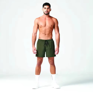 Pantalones Cortos Deportivos para Hombre al por Mayor, de Alta Calidad, con Logotipo Personalizado, Cintura Elástica, Poliéster Transpirable, Color Negro Sólido Informal - Product Image 3