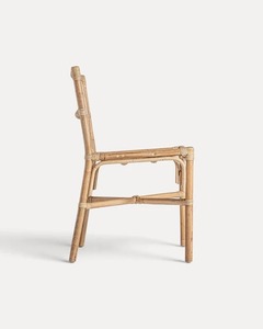 Chaise de salle à manger moderne en rotin avec dossier et assise tressés à la main, pieds en bois massif, design stable, garantie 1 an pour usage domestique et en restaurant - Product Image 3
