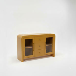 ตู้ไซด์บอร์ด ตู้บุฟเฟ่ต์ห้องนั่งเล่น ตู้คอนโซลพร้อมลิ้นชักกลางสามช่องและกระจกด้านข้างสองด้าน ดีไซน์ทันสมัย สีสันโดดเด่น - Product Image 1