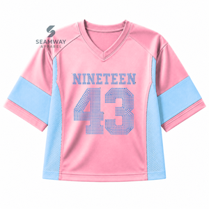 Gamma Phi Delta Sorority Women's Bling Football Jersey V Neck <b>Short</b> Sleeve <b>Mesh</b> Panel Moisture Wicking Performance Team Jersey - Product Image 1