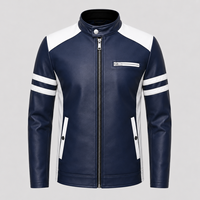 Blouson en cuir véritable noir pour homme avec col montant – Blousons moto en cuir lavé pour homme et hauts assortis