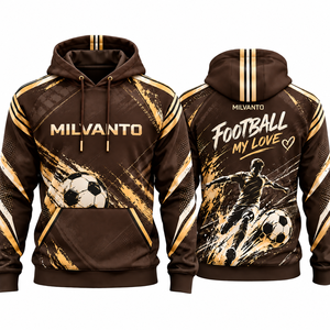 <b>Brown</b> Custom <b>Men</b>’s Soccer <b>Hoodie</b> 320 GSM 100% Polyester Breathable Fabric Premium Football Training <b>Hoodie</b> For Players - Product Image 1