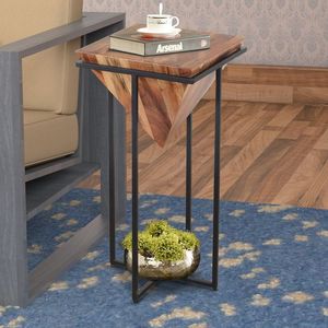 Valiosa mesa auxiliar de hierro con superficie de madera que ofrece un uso duradero mediante una fabricación de calidad y un estilo atemporal. - Product Image 6