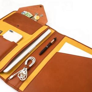 Premium Quality Brown PU Leather Filing Folder Portfolio with Writing Pad Snap Button <b>File</b> Bag for Office Travel Use - Product Image 3
