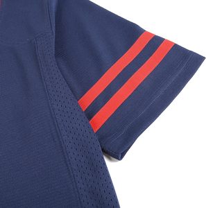 Camiseta Deportiva Azul con Cuello en V y Manga Corta con Rayas Rojas, Camiseta Informal de Poliéster de Secado Rápido para Verano - Product Image 5