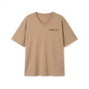Women's Light <b>Brown</b> V-Neck Short <b>Sleeve</b> T-Shirt Loose Fit 100% Cotton Casual Jersey Logo <b>Top</b> Spring Summer Wear - Product Image 6