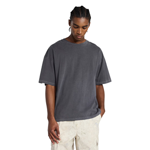 T-shirt décontracté pour homme à manches courtes, col rond, couleur unie, 100% coton, surdimensionné, 280 GSM, prix bas, écologique, respirant - Product Image 3