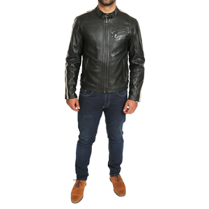 Chaqueta de Cuero para Motocicleta de Alta Calidad de Pakistán 2026, Personalizada, 100% Piel de Cordero Auténtica, Invierno, con Correas para Hombre - Product Image 5