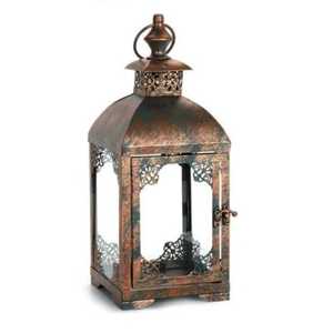 Antique <b>Brass</b> Moroccan Candle <b>Lantern</b> Arch Cutout Frame Clear Glass Panel Hanging <b>Lantern</b> Tabletop Candle Holder Light Lamp - Product Image 3