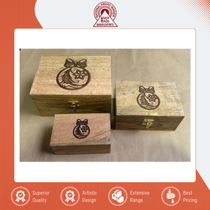 New Arrival Top Notch Quality Home Decor Handmade Mango Wood <b>Box</b> Brown Engraved <b>Wooden</b> <b>Box</b> for Kitchen Storage - Product Image 2