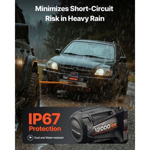 กว้านไฟฟ้า 12V DC รับน้ำหนักได้ 12000 ปอนด์ พร้อมเชือกสังเคราะห์ขนาด 3/8 x 92 ฟุต ควบคุมแบบไร้สายและแบบมีสายสำหรับรถบรรทุก - Product Image 5