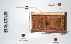 Zapatero de madera de Sheesham con puerta, organizador de zapatos de madera, estantería, mueble de entrada a prueba de polvo para sala de estar/hogar - Product Image 4