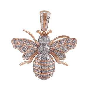 Pendentif Abeille Charme Insecte en Argent 925 Plaqué Rhodium Micro-Incrusté Style Hip Hop Luxe Bijou Unisexe pour Fête et Quotidien - Product Image 3