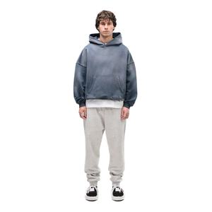 Sweat-shirt à capuche délavé à l'acide 480 GSM en molleton de coton, coupe oversize, style streetwear vintage, personnalisable OEM, marque privée, fabrication en usine - Product Image 3