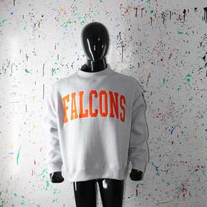 Sudadera FALCONS HEATHER GREY con cuello alto, 100% algodón, con apliques bordados en color NARANJA, cuello ancho, CLUSH SPORTS - Product Image 2