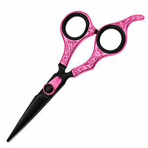 Ciseaux de coiffure professionnels 6'' à faible MOQ, lame tranchante en acier inoxydable, pour droitiers, usage en salon, rose et noir, pour la coupe de cheveux - Product Image 2