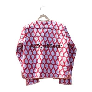 เสื้อแจ็คเก็ตบอมเบอร์ผ้าฝ้ายถักลายทางพิมพ์ลายดอกไม้แบบเป็นมิตรกับสิ่งแวดล้อม คอวี แขนยาว ติดกระดุมด้านหน้า ระบายอากาศได้ดี - Product Image 5