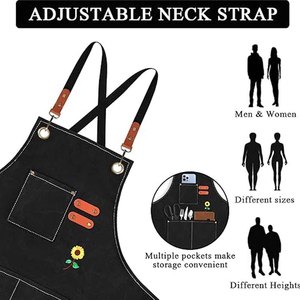 Custom Canvas <b>Kitchen</b> <b>Apron</b> Waterproof Cotton Chef <b>Apron</b> Adjustable Cooking <b>Apron</b> with Large Pockets Wholesale - Product Image 6