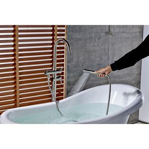 Rubinetto Monocomando per Vasca da Bagno Freestanding e Doccetta a Mano, Montaggio a Pavimento (Nero Spazzolato) - Product Image 2