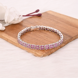 Natural <b>Gemstone</b> Pink Tourmaline <b>Bracelet</b> in 925 Sterling Silver Handmade Luxury Jewelry for Unisex - Product Image 4