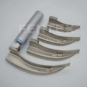 Ensemble d'instruments de laryngoscopes FENTEX en acier inoxydable certifiés CE de haute qualité avec boîte de rangement pour lames manuelles et électriques à usage diagnostique - Product Image 4