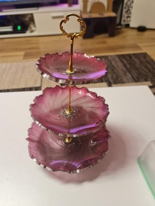 3 Tier Resin Dessert Stand | Handmade Epoxy Resin Serving Tray | Elegant Gold Black <b>Cake</b> Stand | Party Decor | Handmade <b>gift</b> - Product Image 2