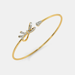 Bracelet ouvert en or avec nœud papillon et diamants - Product Image 2