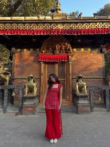 Traje de Fiesta Moderno con Pantalón Bootcut, Dupatta de Georgette con Bordado de Hilo y Lentejuelas, Secado Rápido, para Todas las Temporadas - Product Image 2