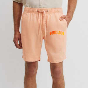 Shorts d'été décontractés pour hommes en coton uni confortable, taille élastique, respirants, séchage rapide, style urbain, poches latérales contrastées - Product Image 1