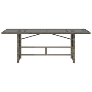 Gray 74.8"x31.5"x29.1" Outdoor Poly <b>Rattan</b> Patio <b>Table</b> with Glass Top - Product Image 6