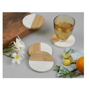 Sous-verres en bois et marbre personnalisés en gros, tapis et supports antidérapants, excellente qualité, design marbre - Product Image 1