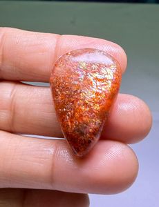 Pierre précieuse naturelle en cabochon de pierre de soleil orange, avec éclat doré et jeu de couleurs, pour bagues, pendentifs et conception de bijoux haut de gamme - Product Image 3