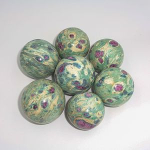 Natural Ruby Fuchsite <b>Sphere</b> <b>Crystal</b> Ball Healing Stone Reiki Meditation Energy Decor Handmade Traditional Modern Love Feng Shui - Product Image 5