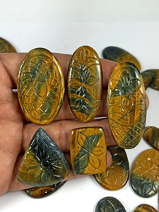Wholesale Tiger Eye Carving Cabochon Natural Loose Gemstone Mix Shapes and Sizes Customized for Jewelry Making - Product Image 5
