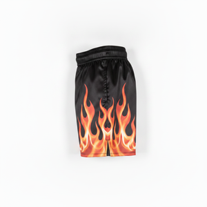 Shorts MMA pour homme, imprimé flamme noire, sublimation, séchage rapide, polyester, coupe classique, vêtements d'arts martiaux pour adultes - Product Image 3