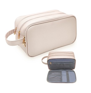 Neceser de Viaje para Mujer, Resistente al Agua, Organizador de Cuero Genuino, Bolsa de Maquillaje de Cuero para Artículos de Aseo, Regalos para Ella - Product Image 1