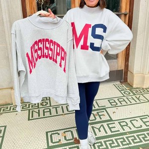 Light Blue Oversized Crew <b>Neck</b> Sweatshirt With LUCKI Letter Print Wholesale Women's Oversized Crew <b>Neck</b> <b>Mock</b> <b>Neck</b> Fleece Sweat - Product Image 5