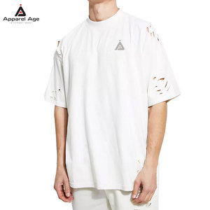 Men's Oversized White Short Sleeve T-<b>Shirt</b> Street Style O-Neck Collar 100% Cotton Breathable Designs - Product Image 1
