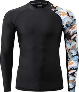 T-shirts de sport pour hommes à col rond, impression numérique personnalisée, anti-UV, séchage rapide, UPF50+, MMA, BJJ, surf, rashguard - Product Image 3