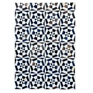 Patchwork fait à la main en cuir de vachette véritable fourrure tapis noir/blanc pour la décoration intérieure et extérieure tapis pour la maison et le bureau