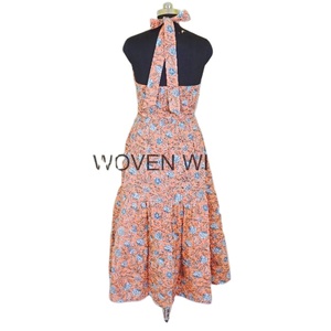 ผู้ผลิตเสื้อผ้าที่กําหนดเองฤดูร้อนแขนกุดหรูหราสบายๆผ้าฝ้ายผู้หญิงMidiชุดผ้าฝ้ายดอกไม้ชุดผู้หญิงCloothigชุด - Product Image 3