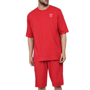 Ensemble chemise et short col rond pour homme adulte, 100 % coton, collection été 2026 - Product Image 1